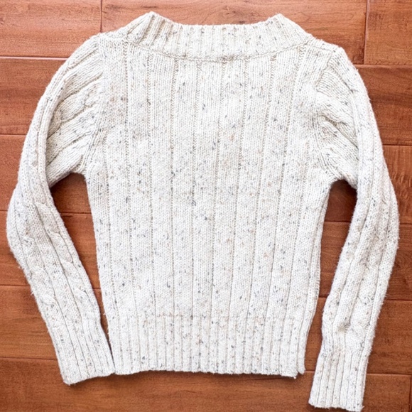 Y2K Abercrombie & Fitch Womens Wool Cable Knit V-Neck Pullover Sweater Cream - Picture 4 of 10